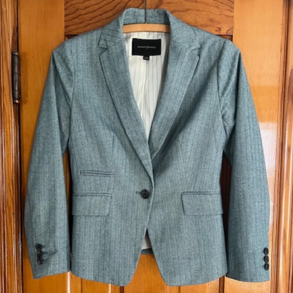 Banana Republic Classic Herringbone Blazer Women's Size 00p